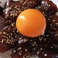 ピンクlotus's cooksnap of when they made まぐろとスプラウトのユッケどんぶり.