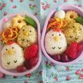 YuzuKizu's cooksnap of when they made ひよこ＆にわとりのキャラ弁.