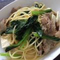 クックU5LJ9V☆'s cooksnap of when they made 小松菜と豚肉のパスタ.