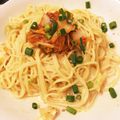 rinsworld's cooksnap of when they made レンジでソース♪キムチチーズの贅沢パスタ.