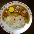 りこまこせいやのパパ's cooksnap of when they made カレーでお月見ウサギ☆キャラ弁にも☆.