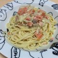 kusu＊キッチン's cooksnap of when they made 鮭とエノキのクリームパスタ.