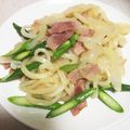 ☆mechi☆'s cooksnap of when they made アスパラとベーコンのバター醤油焼きうどん.