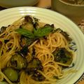 ☆くますけ☆'s cooksnap of when they made 秋なすと摘みたてバジルの和風パスタ.