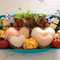 sirakiyo's cooksnap of when they made 大人 キャラ弁Wハート弁当 バレンタイン.