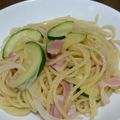 emiii♡'s cooksnap of when they made ズッキーニとナス、ベーコンの和風パスタ.