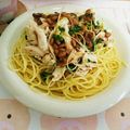 ☆yamanou★'s cooksnap of when they made さっぱり♪ささみとかいわれの梅鰹パスタ.
