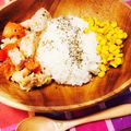 meg⑦'s cooksnap of when they made 鶏＋トマト＋カレーコーン速攻ワンプレート.