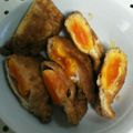 こずえ♡'s cooksnap of when they made ジューシー卵in油揚げとチンゲン菜の煮物.