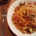 ハレキ's cooksnap of when they made ツナ　ナス　トマト　スパゲティー.
