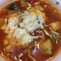 ゆきたーの's cooksnap of when they made 茄子と新玉葱のトマトスープ＊チーズon♬.