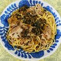かずのにゃんこ's cooksnap of when they made 豚肉と高菜炒めのパスタ♪.