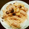 peko:01's cooksnap of when they made じゃがいもとウィンナーの醤油マヨパスタ.