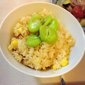 △▽食いしんぼう△▽'s cooksnap of when they made そら豆とコーンの炊き込みご飯.