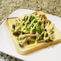 るるおか's cooksnap of when they made ネギ塩キノコのクリームチーズトースト.