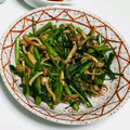 亜矢佳's cooksnap of when they made 空芯菜ときのこのにんにく醤油炒め.
