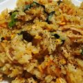 K☆めい's cooksnap of when they made ニンニク醤油味のササミとネギのさっぱりチャーハン.