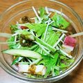 mahika's cooksnap of when they made 副菜に◇水菜ともずく キュウリの酢の物.