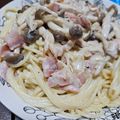 とうころもし。's cooksnap of when they made しめじ＆ベーコン☆クリームパスタ.