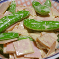 Rick_t's cooksnap of when they made スナップえんどうとハムのからしマヨ和え.