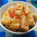 tgm725's cooksnap of when they made 三角油揚げの卵とじ.