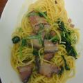 ふにに's cooksnap of when they made ほうれん草とベーコンのクリームパスタ.