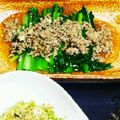 しー坊mama's cooksnap of when they made 【農家のレシピ】小松菜の豚そぼろあんかけ.