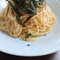 ゆいまーる★'s cooksnap of when they made できるだけ少なめ材料で！明太子パスタ.