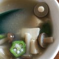 minimousec's cooksnap of when they made オクラとしめじと豆腐の簡単な味噌汁.