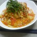 shokoyuki0105's cooksnap of when they made 素麺 de トマト豚キムチ.