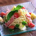 tiha's cooksnap of when they made 新感覚☆桃と生ハムの冷製パスタ♪.