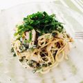 鈴木ぶち's cooksnap of when they made 大葉香る♡塩昆布&蒸し鶏の豆乳山葵パスタ.