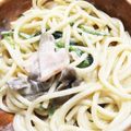 cassis0201's cooksnap of when they made ほうれん草とベーコンのクリームパスタ.