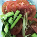 たぼかず's cooksnap of when they made みょうがと胡瓜とトマトのサッパリ和え.