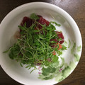 Oramura's cooksnap of when they made まぐろとパクチーの和え物.