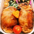 三児prl母's cooksnap of when they made 肉巻きおにぎりエノキ入☆ガッツリ弁当に◎.