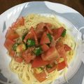 くまねず's cooksnap of when they made トマトとサーモンの冷製パスタ.