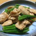 クックC2QM1I☆'s cooksnap of when they made お酒に合う♪ササミとオクラの梅醤油炒め.