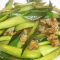低カロ探検隊's cooksnap of when they made 豚細切れとキュウリのポン酢炒め.
