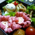 ケロらぶ's cooksnap of when they made ＊　ビアハムのクルクルお花　キャラ弁　＊.