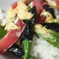 CoffeeCoco's cooksnap of when they made トマトとオクラと海苔の卵炒め。.