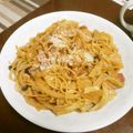 のかまるこ's cooksnap of when they made キャベツとベーコンの味噌クリームパスタ.