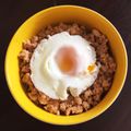 R_mam☆'s cooksnap of when they made 鶏そぼろご飯に簡単半熟卵を添えて♡.