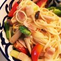 ♪さっちょん♪'s cooksnap of when they made ベーコンとアスパラとシメジのパスタ.