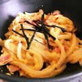 solis's cooksnap of when they made 冷凍うどん de 和風カルボナーラ.