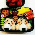 こんぐあ's cooksnap of when they made キャラ弁☆みんなでおにぎり♪遠足弁当☆.