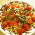 由芽15's cooksnap of when they made 和風冷製トマトスパゲティ.