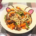 ゆう1217's cooksnap of when they made 茄子と挽肉の焼うどん.