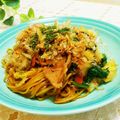旦那は皿洗い's cooksnap of when they made 簡単❀カレー入りナポリタン風焼きそば❀.