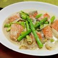 happywing's cooksnap of when they made 鮭とアスパラのレモンクリーム煮.